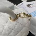 Chanel Women Iridescent Caviar Quilted Extra Mini Coco Handle Flap White