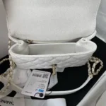 Chanel Women Iridescent Caviar Quilted Extra Mini Coco Handle Flap White