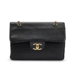 Chanel Women Large Flap Bag Grained Calfskin & Gold-Tone Metal Black
