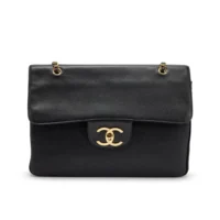 Chanel Women Large Flap Bag Grained Calfskin & Gold-Tone Metal Black