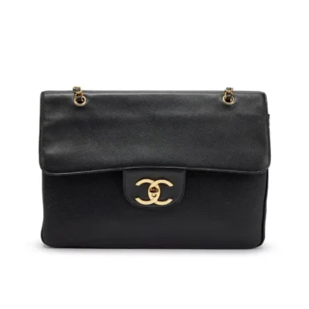 Chanel Women Large Flap Bag Grained Calfskin & Gold-Tone Metal Black