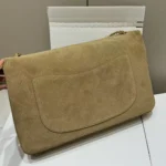 Chanel Women Maxi Flap Suede Calfskin & Gold Dark Beige