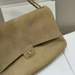 Chanel Women Maxi Flap Suede Calfskin & Gold Dark Beige