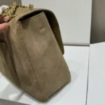 Chanel Women Maxi Flap Suede Calfskin & Gold Dark Beige