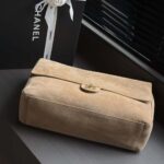 Chanel Women Maxi Flap Suede Calfskin & Gold Dark Beige - Image 10
