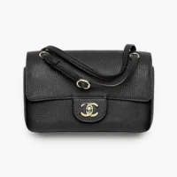 Chanel Women Mini Flap Bag Grained Calfskin & Gold-Tone Metal Black