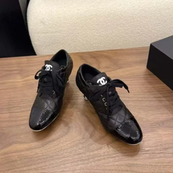 Chanel Women Quilted High-Top Sneakers in 70mm Heel Black