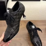 Chanel Women Quilted High-Top Sneakers in 70mm Heel Black