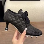 Chanel Women Quilted High-Top Sneakers in 70mm Heel Black