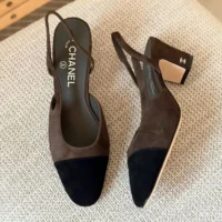 Chanel Women Slingbacks Suede Calfskin in 65mm Heel Black