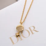 Dior Women CD Disco Necklace Gold-Finish Metal and Crystals