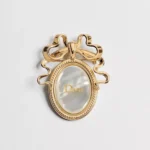 Dior Women Médaillon Brooch Gold-Finish Metal and White Mother-of-Pearl