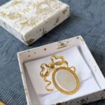 Dior Women Médaillon Brooch Gold-Finish Metal and White Mother-of-Pearl