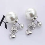 Dior Women Tribales Earrings Silver-Finish Metal White Resin Pearls and Crystals - Image 5
