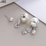 Dior Women Tribales Earrings Silver-Finish Metal White Resin Pearls and Crystals - Image 3