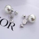 Dior Women Tribales Earrings Silver-Finish Metal White Resin Pearls and Crystals - Image 6