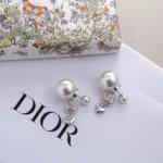 Dior Women Tribales Earrings Silver-Finish Metal White Resin Pearls and Crystals - Image 2