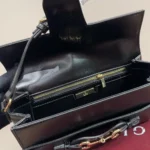Gucci Women Horsebit Ristretto Medium Shoulder Bag Black