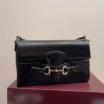 Gucci Women Horsebit Ristretto Medium Shoulder Bag Black