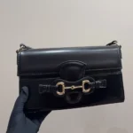 Gucci Women Horsebit Ristretto Medium Shoulder Bag Black