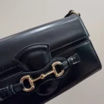 Gucci Women Horsebit Ristretto Medium Shoulder Bag Black