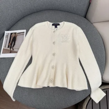 Louis Vuitton Women Flared Terry Cardigan Straw White 1AKDYA