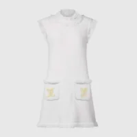 Louis Vuitton Women Fringe Hem Toweling Dress White 1AK099