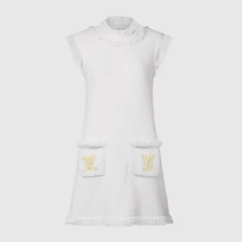 Louis Vuitton Women Fringe Hem Toweling Dress White 1AK099