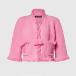 Louis Vuitton Women Fringe Hem Toweling Jacket Pink 1AK065