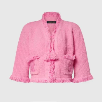 Louis Vuitton Women Fringe Hem Toweling Jacket Pink 1AK065