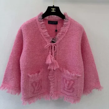 Louis Vuitton Women Fringe Hem Toweling Jacket Pink 1AK065