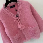 Louis Vuitton Women Fringe Hem Toweling Jacket Pink 1AK065