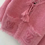Louis Vuitton Women Fringe Hem Toweling Jacket Pink 1AK065