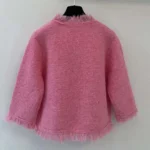 Louis Vuitton Women Fringe Hem Toweling Jacket Pink 1AK065