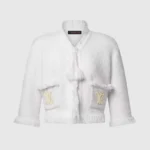 Louis Vuitton Women Fringe Hem Toweling Jacket White 1AK06D