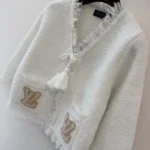 Louis Vuitton Women Fringe Hem Toweling Jacket White 1AK06D