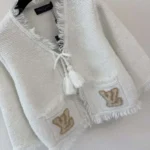 Louis Vuitton Women Fringe Hem Toweling Jacket White 1AK06D