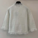 Louis Vuitton Women Fringe Hem Toweling Jacket White 1AK06D