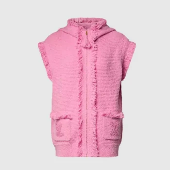 Louis Vuitton Women Sleeveless Fringe Hem Toweling Hoodie Pink 1AK06L