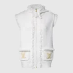Louis Vuitton Women Sleeveless Fringe Hem Toweling Hoodie White 1AK06T