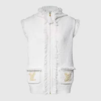 Louis Vuitton Women Sleeveless Fringe Hem Toweling Hoodie White 1AK06T