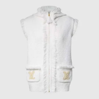 Louis Vuitton Women Sleeveless Fringe Hem Toweling Hoodie White 1AK06T