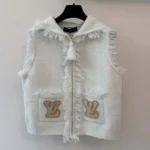 Louis Vuitton Women Sleeveless Fringe Hem Toweling Hoodie White 1AK06T