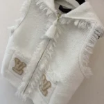 Louis Vuitton Women Sleeveless Fringe Hem Toweling Hoodie White 1AK06T