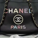 Chanel Women Calfskin Medium Deauville Tote Black Multicolor - Image 6