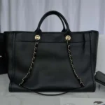 Chanel Women Calfskin Medium Deauville Tote Black Multicolor - Image 3