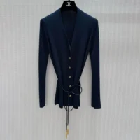 Chanel Women Cardigan Silk Dark Blue