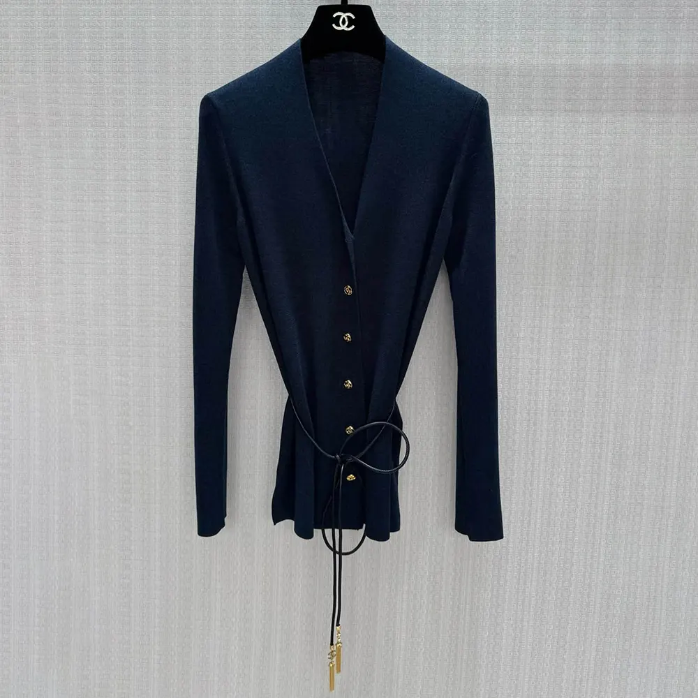 Chanel Women Cardigan Silk Dark Blue (1) Chanel Women Cardigan Silk Dark Blue - Image 1