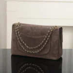 Chanel Women Maxi Flap Suede Calfskin & Gold Dark Brown