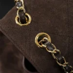 Chanel Women Maxi Flap Suede Calfskin & Gold Dark Brown - Image 11